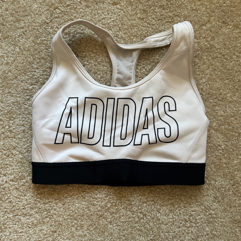 Adidas White Sports Bra with Black Logo